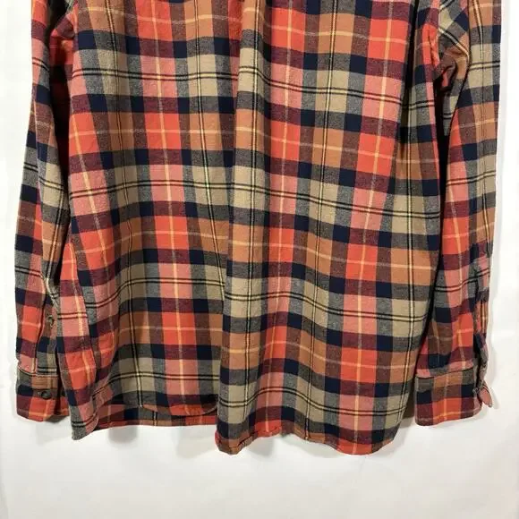 Eddie Bauer Mens Flannel Shirt XXL Orange Bristol Harvest Plaid Button Up Cotton - Picture 11 of 14
